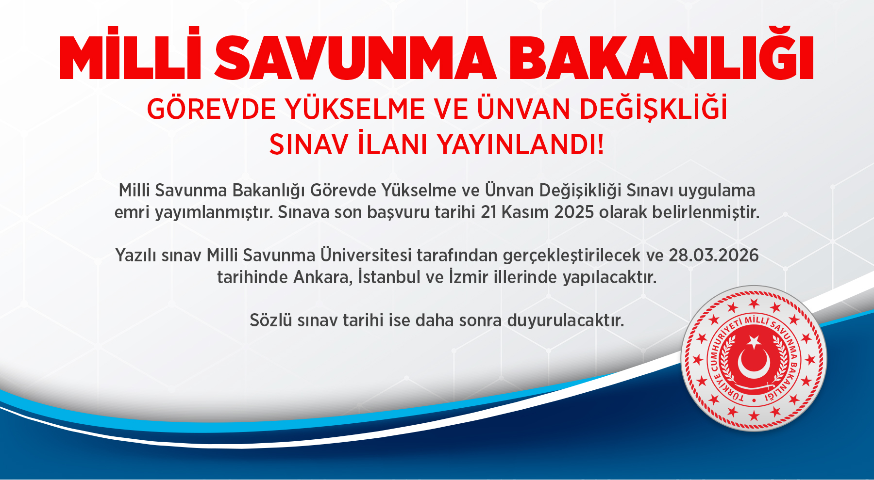 MİLLİ SAVUNMA BAKANLIĞI 2026 GYS-UDS SINAV İLANI